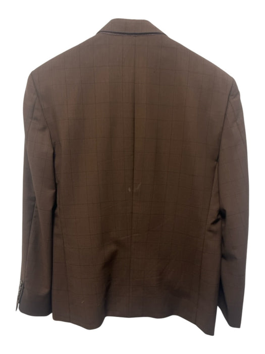 Saks Fifth Ave Brown Plaid 2 Button Men's Suit Brown / Est L