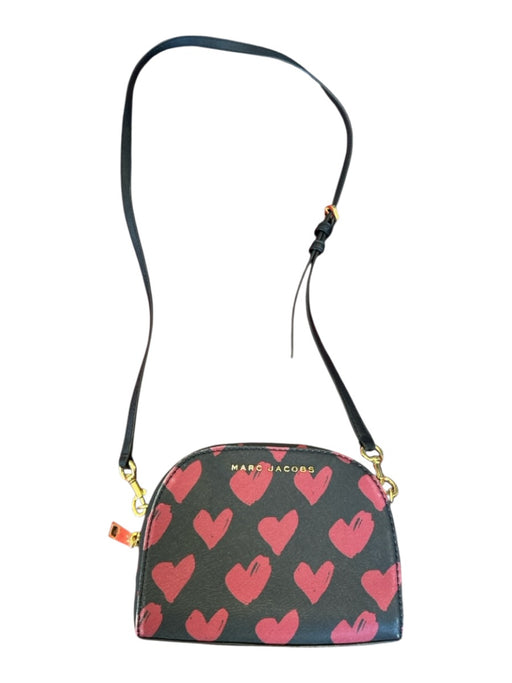 Marc Jacobs Black & Red Leather Dome shaped Hearts Crossbody Bag Black & Red / S