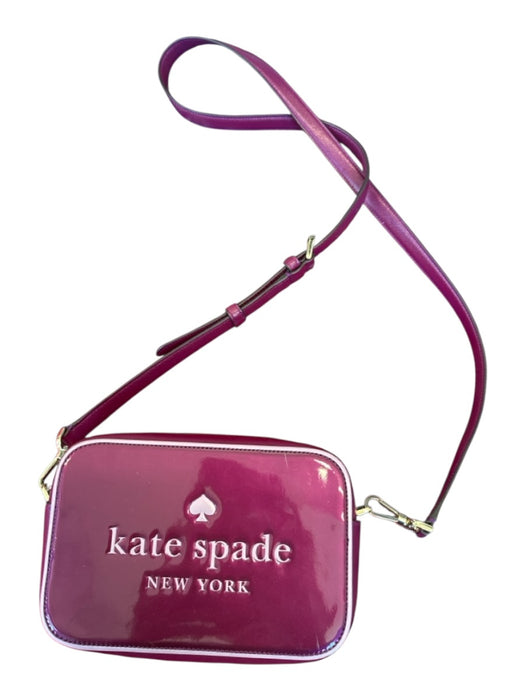 Kate Spade Maroon Patent Leather Logo Crossbody Zip closure Bag Maroon / S