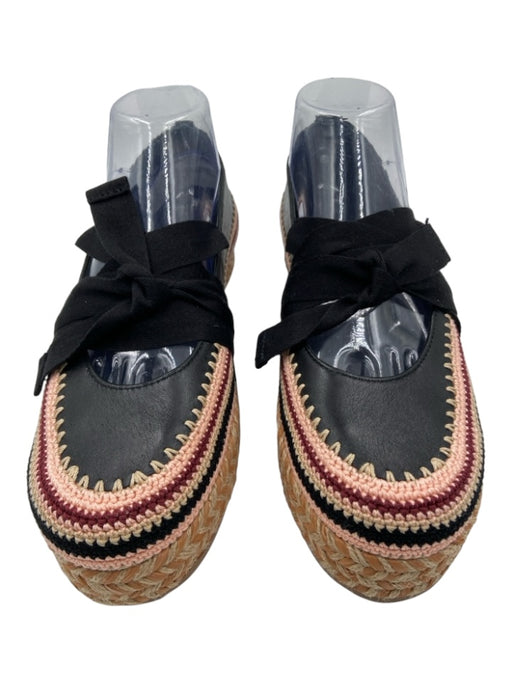 Ulla Johnson Shoe Size 38 Black & Multi Leather Embroidered Platform Espadrille Black & Multi / 38