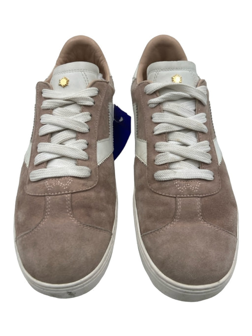 Stuart Weitzman Shoe Size 8 Taupe & White Suede & Leather Lace Up Sneakers Taupe & White / 8
