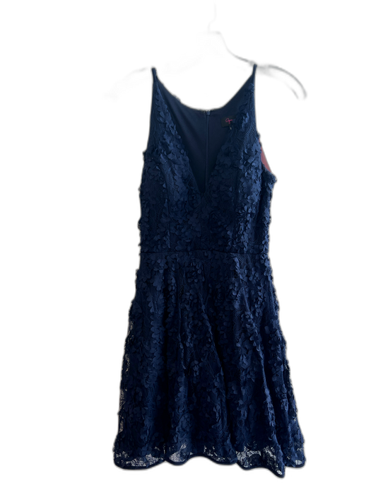 Aqua Dresses Size 2 Navy Polyester Lace Overlay V Neck Back Zip Dress Navy / 2