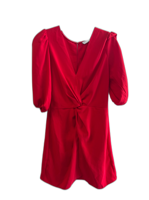 Amanda Uprichard Size M Red Polyester V Neck Faux Wrap 1/2 sleeve Dress Red / M
