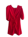 Amanda Uprichard Size M Red Polyester V Neck Faux Wrap 1/2 sleeve Dress Red / M