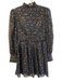 Aqua Size S Black & Gold Polyester Back Zip High Neck Long Sleeve Dress Black & Gold / S