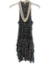 Poupette St. Barth Size XS Black & White Viscose V Neck Sleevless ruffle Dress Black & White / XS