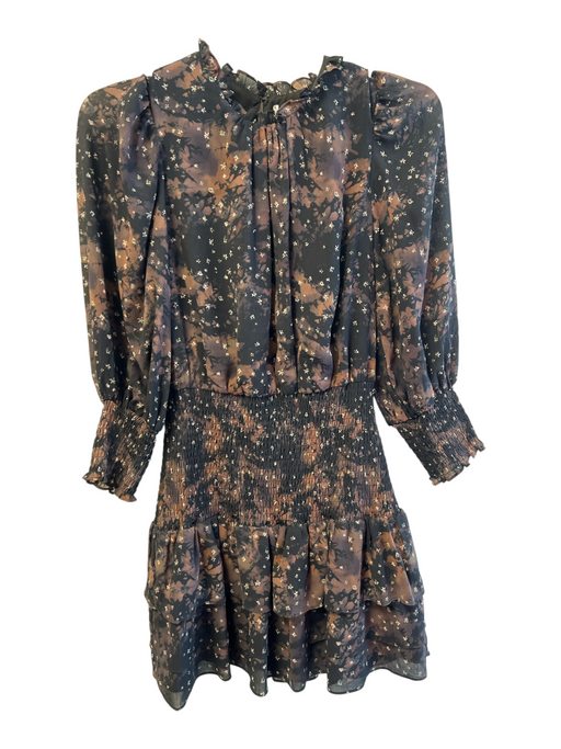 Amanda Uprichard Size XS Brown & Black Polyester Round Neck Long Sleeve Dress Brown & Black / XS