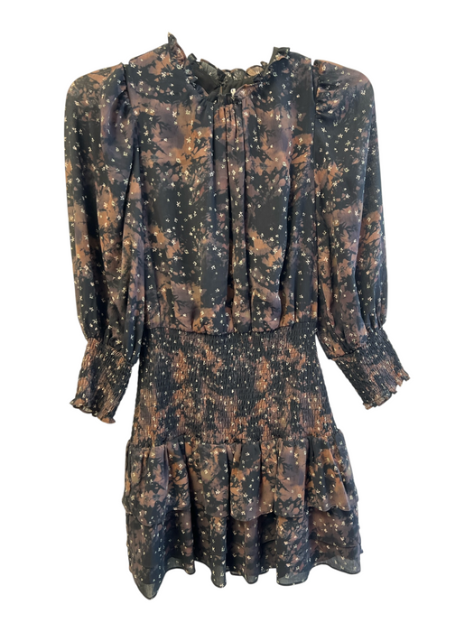 Amanda Uprichard Size XS Brown & Black Polyester Round Neck Long Sleeve Dress Brown & Black / XS