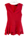 Alice + Olivia Size 2 Red Polyester V Neck Cap Sleeve Back Zip Tiered Dress Red / 2