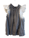 Sea Size 6 Gray & White Cotton Ruffle Neck Flutter Sleeve Back button Top Gray & White / 6