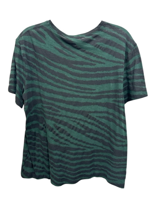 Proenza Schouler Size Medium Green & Black Cotton Short Sleeve Tiger Stripe Top Green & Black / Medium