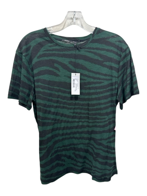 Proenza Schouler Size Medium Green & Black Cotton Short Sleeve Tiger Stripe Top Green & Black / Medium