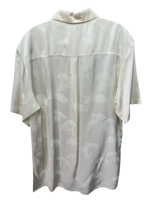 Victoria Beckham Size 8 Cream White Viscose Short Sleeve Floral Jacquard Top Cream White / 8