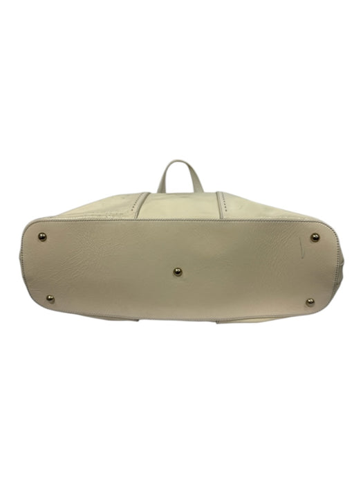 Yves Saint Laurent Cream White Patent Leather Top Handles Zip Close Tote Bag Cream White / Large