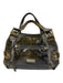 Jimmy Choo Green, Brown, Gray Leather Top Handles Color & Fabric Block Bag Green, Brown, Gray / Medium