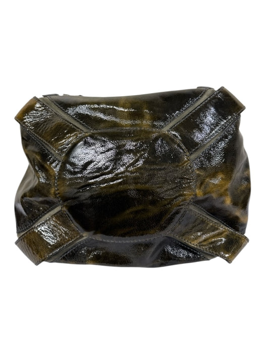 Jimmy Choo Green, Brown, Gray Leather Top Handles Color & Fabric Block Bag Green, Brown, Gray / Medium