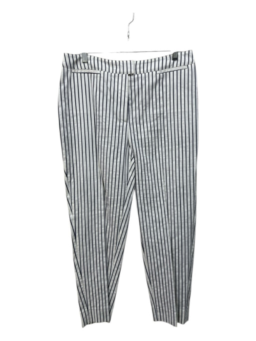 Piazza Sempione Size 48 White & Navy Blue Cotton Blend High Rise Tapered Pants White & Navy Blue / 48