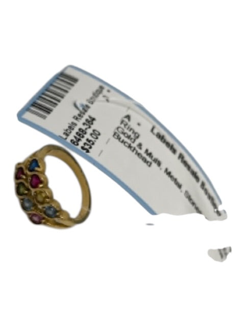 Gold & Multi Metal Stones Double Row Ring Gold & Multi