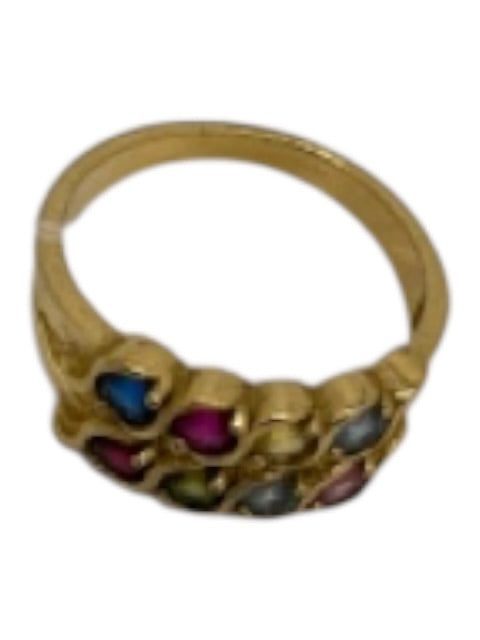 Gold & Multi Metal Stones Double Row Ring Gold & Multi