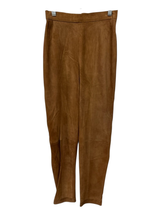 Michael Kors Size 4 Brown Leather Suede Zip Up pleats Pants Brown / 4