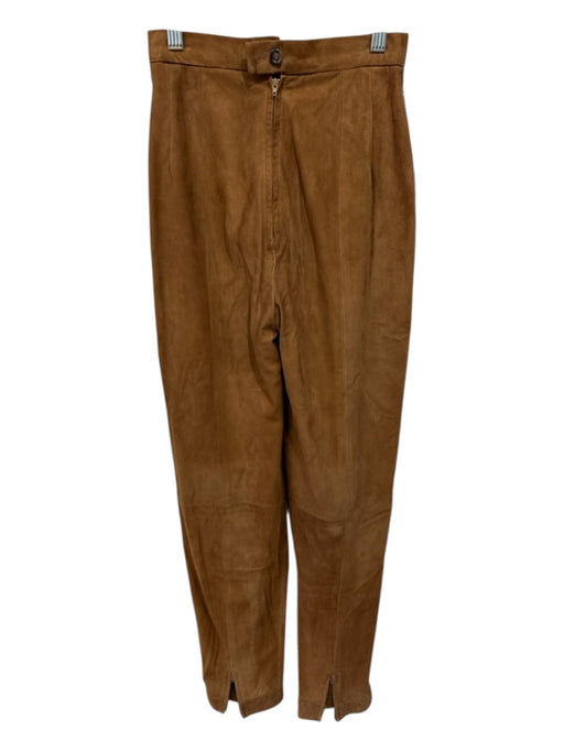 Michael Kors Size 4 Brown Leather Suede Zip Up pleats Pants Brown / 4