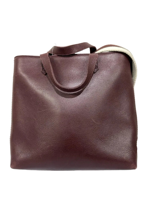 Madewell Burgundy Brown Leather Bucket Detachable Strap Square Hand Bag