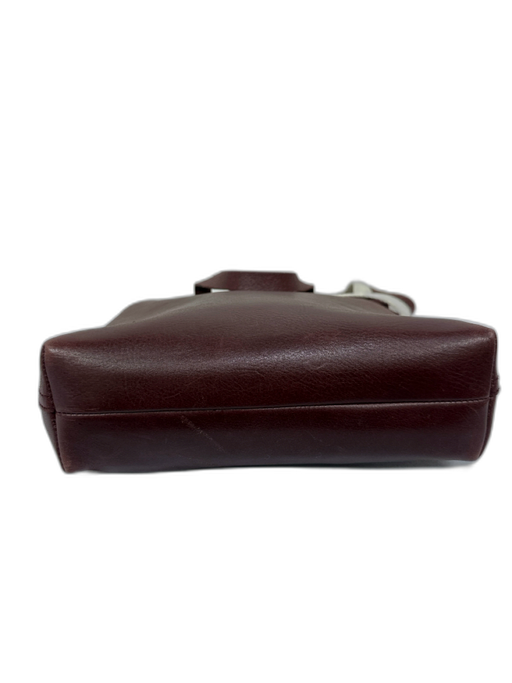 Madewell Burgundy Brown Leather Bucket Detachable Strap Square Hand Bag Burgundy Brown