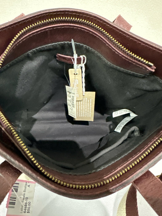 Madewell Burgundy Brown Leather Bucket Detachable Strap Square Hand Bag