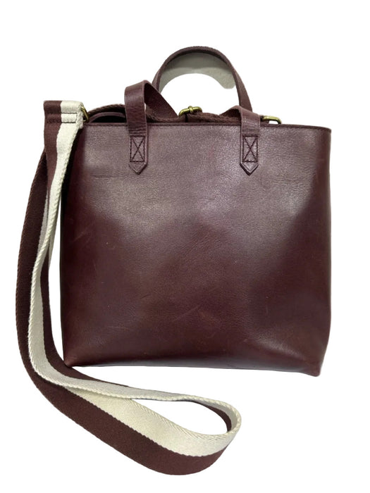 Madewell Burgundy Brown Leather Bucket Detachable Strap Square Hand Bag