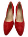 Clarks Shoe Size 9.5 Red Suede Block Heel Almond Toe Seam Detail Court Pumps Red / 9.5