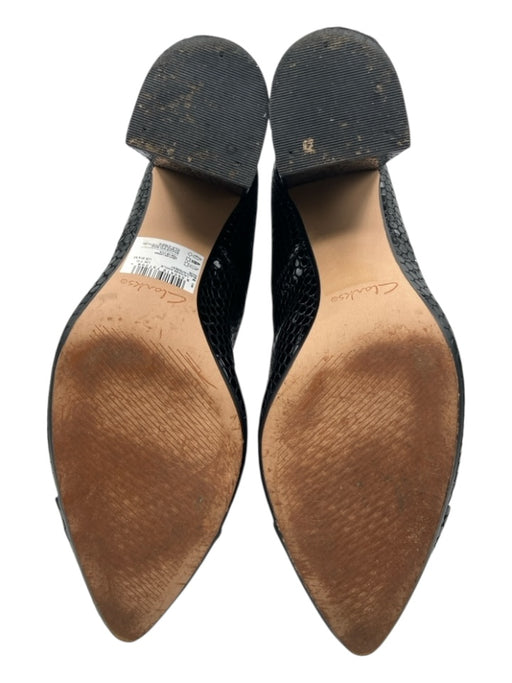 Clarks Shoe Size 9.5 Black Patent Leather Snake Skin Embossed Zip Front Boots Black / 9.5