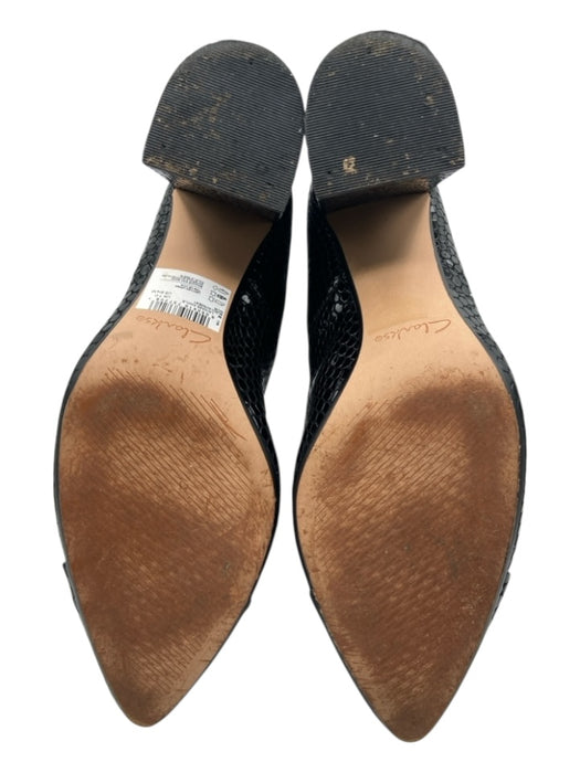 Clarks Shoe Size 9.5 Black Patent Leather Snake Skin Embossed Zip Front Boots Black / 9.5