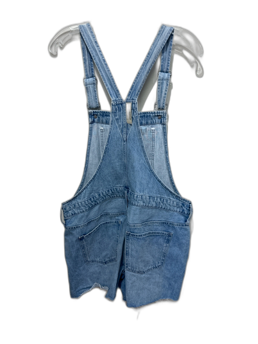 Madewell Size Large Light Wash Cotton Denim Sleeveless Distressed Pockets Romper Light Wash / Large