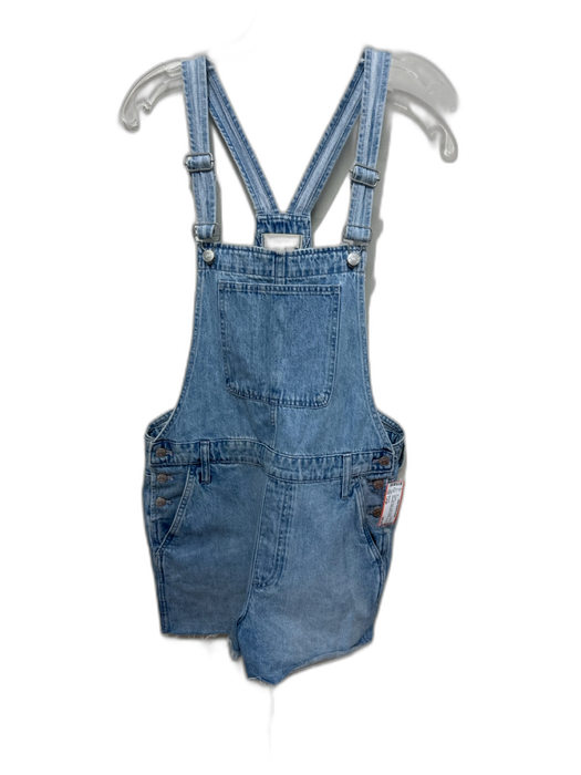 Madewell Size Large Light Wash Cotton Denim Sleeveless Distressed Pockets Romper Light Wash / Large