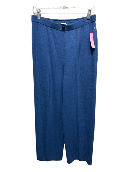 St. John Collection Size 10 Blue Wool Blend Knit Elastic Waist Wide Leg Pants Blue / 10