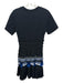 3.1 Phillip Lim Size xs / 2 Black & Blue Cotton Pleat Detail Short Sleeve Dress Black & Blue / xs / 2