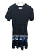 3.1 Phillip Lim Size xs / 2 Black & Blue Cotton Pleat Detail Short Sleeve Dress Black & Blue / xs / 2
