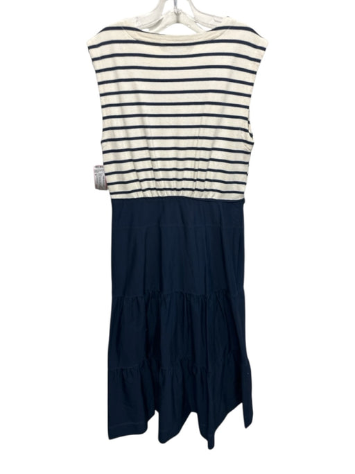 Veronica Beard Jeans Size M White & Navy Blue Cotton Horizontal Stripes Dress White & Navy Blue / M
