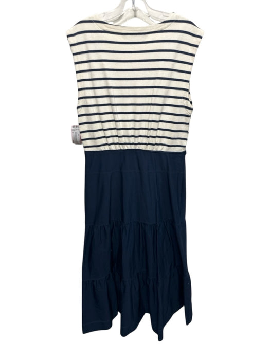 Veronica Beard Jeans Size M White & Navy Blue Cotton Horizontal Stripes Dress White & Navy Blue / M