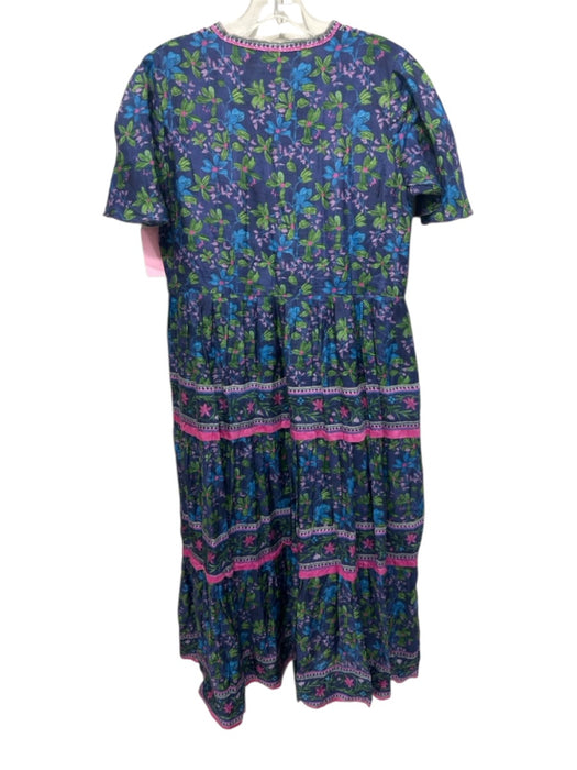 Bella Tu Size XS Purple, Green & Blue Viscose Floral & Abstract Dress Purple, Green & Blue / XS