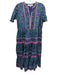 Bella Tu Size XS Purple, Green & Blue Viscose Floral & Abstract Dress Purple, Green & Blue / XS