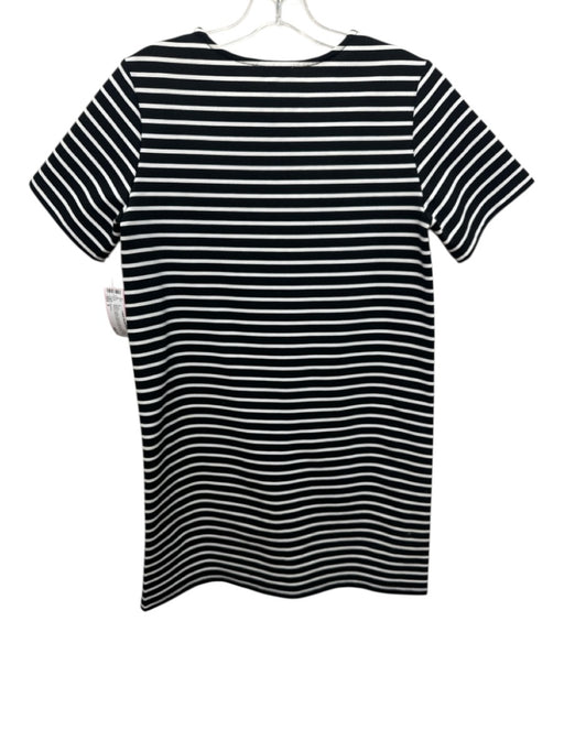 Suncoo Size S Black & White Viscose Blend Horizontal Stripes Short Sleeve Dress Black & White / S