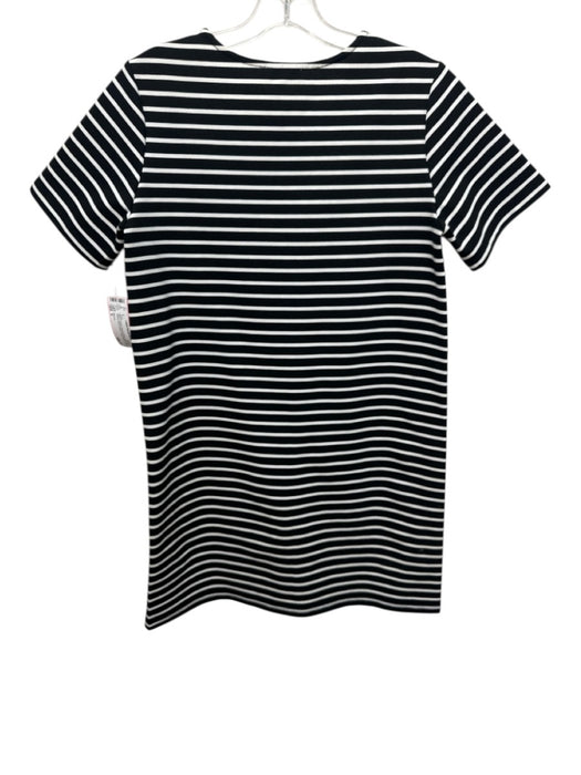 Suncoo Size S Black & White Viscose Blend Horizontal Stripes Short Sleeve Dress Black & White / S