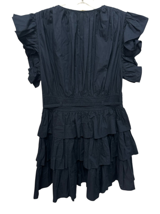 Ulla Johnson Size M Navy Blue Cotton Flutter Cap sleeve Button Front Dress Navy Blue / M