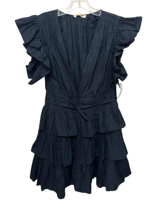 Ulla Johnson Size M Navy Blue Cotton Flutter Cap sleeve Button Front Dress Navy Blue / M