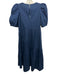 Gretchen Scott Size S Navy Blue Cotton Short Puff Sleeve Tiered Round Neck Dress Navy Blue / S