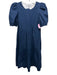 Gretchen Scott Size S Navy Blue Cotton Short Puff Sleeve Tiered Round Neck Dress Navy Blue / S
