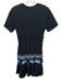 3.1 Phillip Lim Size xs / 2 Black & Blue Cotton Pleat Detail Short Sleeve Dress Black & Blue / xs / 2