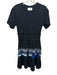 3.1 Phillip Lim Size xs / 2 Black & Blue Cotton Pleat Detail Short Sleeve Dress Black & Blue / xs / 2