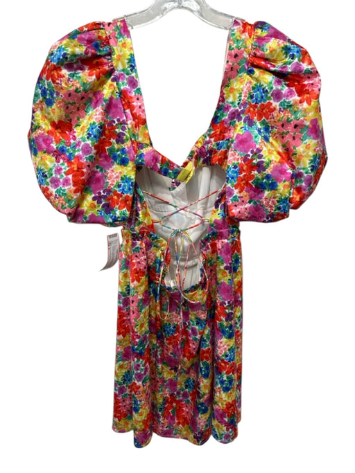 For Love & Lemons Size S red, pink, multi Polyester Blend Satin Mini Dress red, pink, multi / S